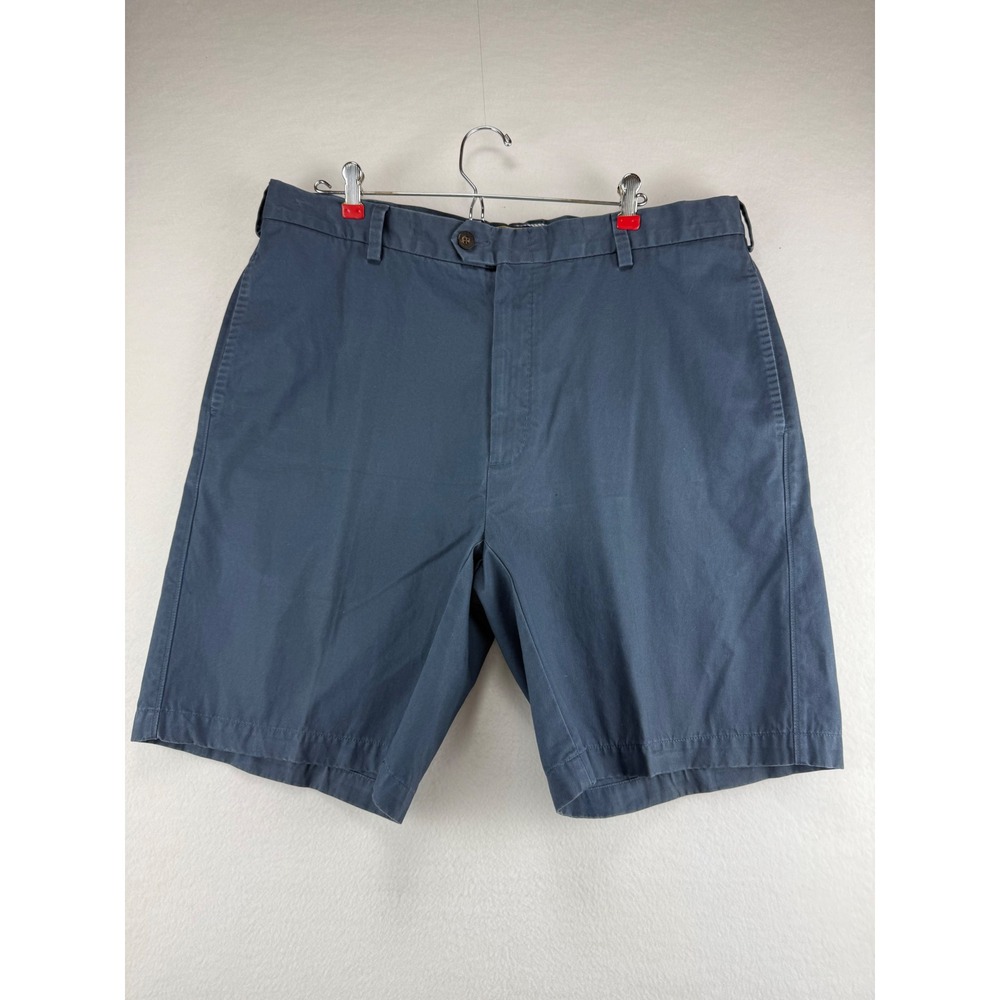 Orvis Mens Navy Blue 100% Pima Cotton Flat Front Chino Shorts Size 38